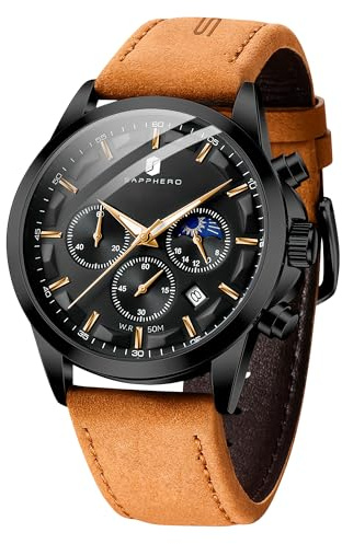 BENYAR BY Herrenuhr Uhren Herren Wasserdicht Herrenuhren Chronograph männer Armbanduhr für Herren Gold/Silber/Blau/Schwarz Eleganz Lederarmband/Edelstahl Quarz Geburtstags/Weihnachts