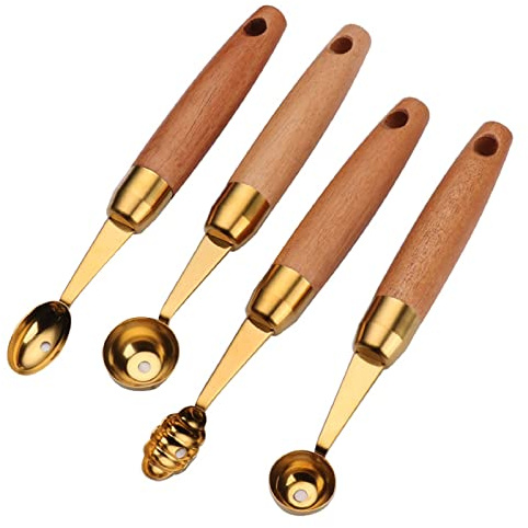 Bafnsiji Melon Baller, 4PCS Stainless Steel Melon Baller Scoops Set, Professional Melon Baller Scoop, Stainless Steel Fruit Tool, Melon Baller Scoop, Suitable for DIY Fruit Salads Vegetable Ice Cream