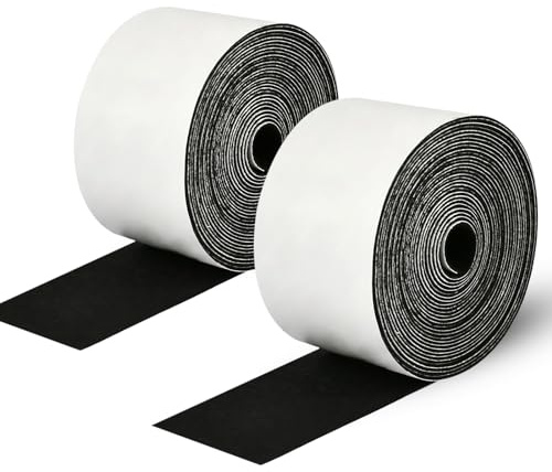 BOSCOW Filzband Selbstklebend, 2 Rollen (500cm x 5cm + 500cm x 5cm) Schwarz für Langlebige Möbelgleiter, Geräuschreduktion und Bodenschutz in Ihrem Zuhause, Filz selbstklebend