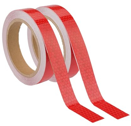 EXIN DEHCEN 2 Rolle Reflektorband Selbstklebend Rot 10m x 2cm | Reflektierendes Klebeband Wasserdicht, Reflektorstreifen Selbstklebend, Reflektierende Klebeband für Fahrräder Motorrad Helme
