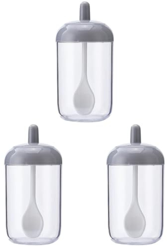 Ciieeo 3pièces Bocaux Verre Transparents Pour Épices Et Sucre Avec Couvercle Et Cuillère Rangement Pratique Pour Cuisine Idéale Pour Thé Fruits Secs Et Snacks