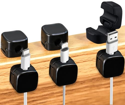 6pz Clip per Cavi Magnetici, Supporto Organizzatore di Cavi Scrivania Autoadesivo Organizer per la Gestione dei Cavi, Supporto per Cavo Caricabatterie Telefono per Casa Parete Cucina Ufficio