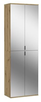 xonox.home - Spiegelschrank Projekt X 61x193x34 cm in Artisan Eiche - Hochschrank mit Spiegel breiter Schrank Garderobenschrank Flurschrank - multifunktional und erweiterbar