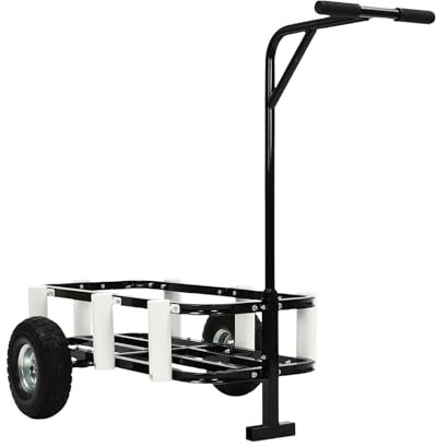 Angelwagen im Freien,Strandangelwagen, Hochleistungs-Angelwagen im Freien, rollender Gartenwagen mit Vollgummireifen, 16,32 kg Strandwagen Karren, hat einen großen Rahmen (34,25 * 14,57 * 12,4 Zoll)