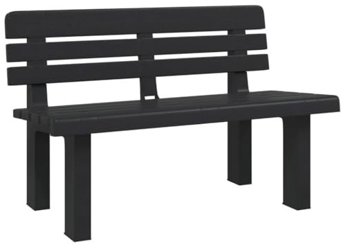 vidaXL Gartenbank, Sitzbank für Garten Terrasse, Outdoor Bank Gartenmöbel, Parkbank Terrassenbank mit Rückenlehne, Anthrazit Polypropylen