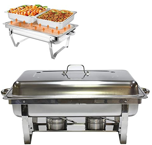 MOUMOUTEN Buffetwärmer – Edelstahl-Speisewärmer, Hotel-Buffetserver, Lebensmittelaufbewahrung, 2 Tablett-Set, Chafing Dish-Buffet-Set Für Hotelrestaurant