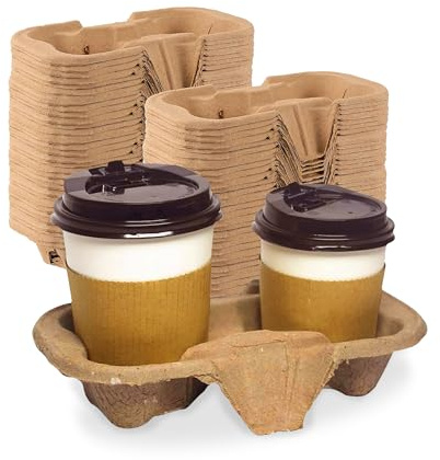 G4GADGET Eco-Friendly 2 Cup Carrier Tray Holders - Pack of 90 Disposable Cup Holders for Hot and Cold Drinks