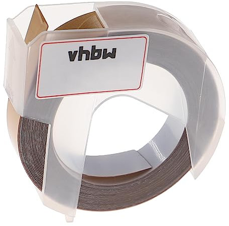 vhbw 3D Prägeband-Schriftband-Kassette kompatibel mit Dymo Xpress 12965, Xpress Pro 12966 Etiketten-Drucker 3m x 9mm Weiß auf Gold