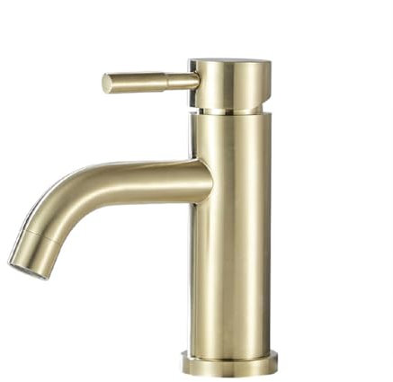 Wasserhahn Bad Waschtischarmatur Moderner Stil Edelstahl Einhebel Mischbatterie Waschbecken Armatur, Badarmatur Waschtischbatterie Badezimmer, Gebürstetes Gold