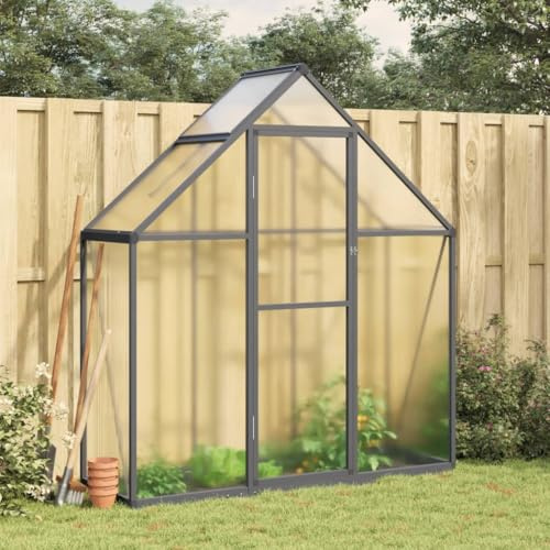 Gecheer Gewächshaus mit Fundamentrahmen Tomaten Treibhaus Tomatenhaus Frühbeet Garten Pflanzenhaus Gartenhaus Anthrazit 169x58x195 cm Alu
