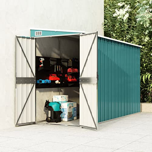 Somanki Wand-Geräteschuppen, Gartenhaus, Gerätehaus, Gartenhütte, Gartenschuppen, Fahrradgarage, Gartenhütte, Grün 118x288x178 cm Verzinkter Stahl