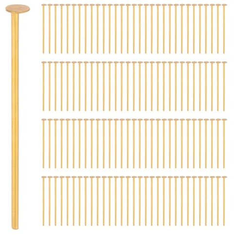M METERXITY 230-Pack Chandelier Connectors Clips Pins, 41mm 1.6 Metal T-Shape Crystal Prism Pins for Fastening Crystals Parts Prisms Lamp/Jewelry Making/Suncatchers [Gold Tone, 0.8mm Dia]