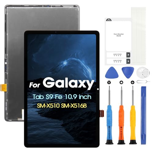 LCD Bildschirm für Samsung Galaxy Tab S9 Fe SM-X510/SM-X516B, 10,9 Zoll Display Touchscreen Digitizer Ersatz + Reparatur-Set (Schwarz)