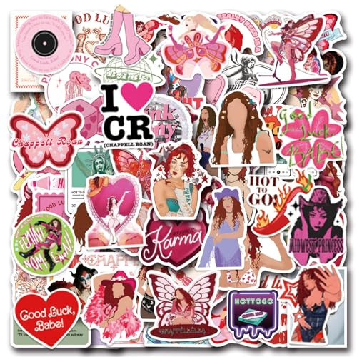 BDSHUNBF 100 Pack Chappell Pop Singer Decals, Waterproof Music Stickers for Water Bottles, Book, Skateboard, Laptop, Guitar, Suitcase