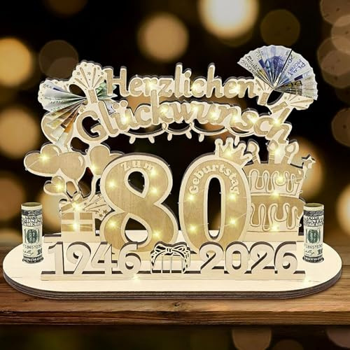 Herbst 80 Geburtstag Geldgeschenk 2026 80. Geburtstag Frauen Männer | Personalisiertes Geschenke für 80 Jahre Geburtstag Deko (80)