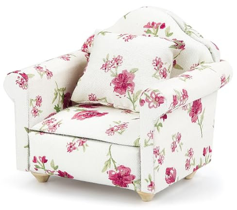 Pinyenr Miniatur Sessel Puppenhaus Miniatur Sofa Mini Sofa Mit Kissen Blumenmuster Sofa Couch Sessel Puppenhaus Zubehör Miniatur Möbel Puppenhaus Möbel