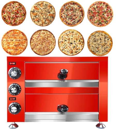 Four à Pizza éLectrique Commercial, Four à Pizza D'IntéRieur De 12 Pouces, Machine à Pizza De Comptoir à 2 Couches En Acier Inoxydable Avec Minuterie De 60 Minutes Pour Restaurant à Domicile,220V