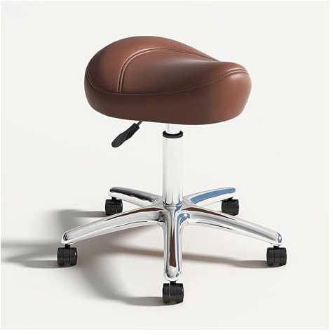 Bürostuhl, Schreibtischstuhl, Sattelhocker, rollend, drehbar, höhenverstellbar mit Rädern, robuster ergonomischer Hockerstuhl für Labor, Klinik, Zahnarzt, Salon, Massage, Büro und Heimki