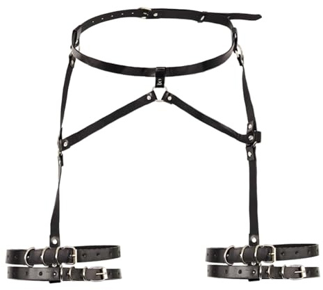 TUONYIS Punk Cadenas para Cintura y Cuerpo de Estilo Gótico Cadena para el Cuerpo Punk Cadena para la cintura Cadenas de Cuero Negro Cadena para el Cuerpo para Mujeres y Niñas (Negro)