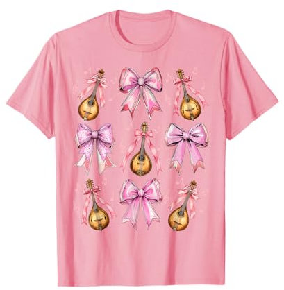 Instrument de mandoline avec nœud à coquette Rose T-Shirt