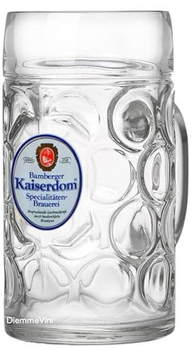 Jarra de cerveza de cristal Kaiserdom, 1 litro, con asa, lavable en lavavajillas
