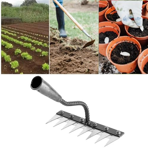 8 tänder metall urholkningskratta - multifunktionell scarifier-kratta med roterande trädgårdsklo för borttagning, utjämningskratta, ogrässkrapa - slitstarkt professionellt verktyg