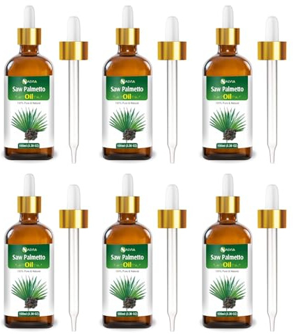 Salvia Saw Palmetto Oil – 6 Pack | Cosmetic Grade Carrier Oil for DIY Skincare, Haircare & Massage – 100ml / 3.38 Fl oz