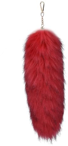 Oversize Imitation Fuchsschwanz Anhänger Keychain Fox tail Schlüsselring, Flaumig 40CM Fell Schwanz für Cosplay Tasche Auto Schlüsselketten Handtasche Dekoration