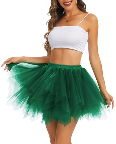 Wikoan Sottogonne da Donna da Donna Anni '50 Gonna da Balletto Vintage Sottoveste in Pizzo Gonna da Ballo per Cosplay,Verde Scuro,2XL/3XL