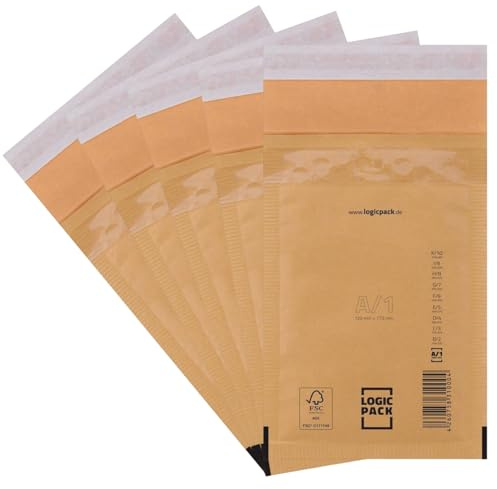 LOGIC PACK Luftpolstertaschen A1 Braun, 100, Versandtaschen gepolstert