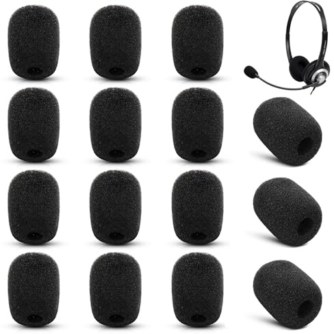 15 Stück Schaumstoff Ersatz-Windschutz Popschutz Mikrofon Mini Mikrofon Schaumstoff Pop Filter Windschutz für Headset Windschutzscheibe für Unterricht Bühnenperformance Treffen(Schwarz)