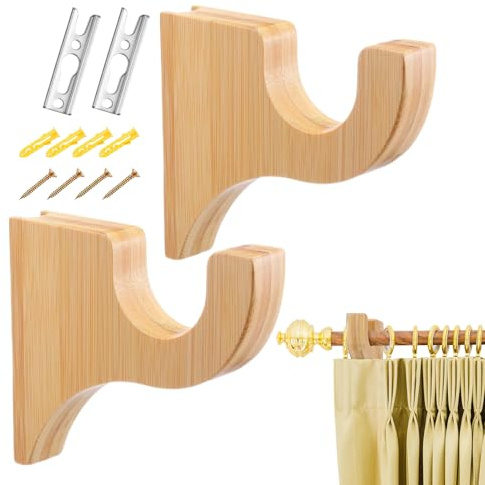 Stangenhalterung | Holzstab-Aufhänger, Drapierstangenhalterungen – für Wand, Dusche, Wohnung, Zimmer, Schlafzimmer im Innenbereich
