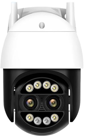 BINGNU Telecamere di sicurezza, Telecamera Wi-Fi 8MP 4K Zoom ibrido 8X di sorveglianza for esterni Rilevamento umano IP PTZ 4MP Protezione sicurezza ICsee per la casa(8MP Add 64G Card)