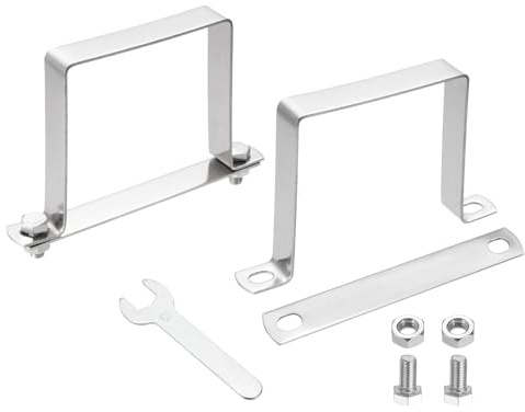 QUARKZMAN 2 Piezas Abrazadera En Forma De U Para Tubo Cuadrado 90x90mm | Soporte En Forma De U De Acero Inoxidable 304, Abrazadera De Correa Cuadrada, Con Placa De Tornillos Tuercas Y Llave
