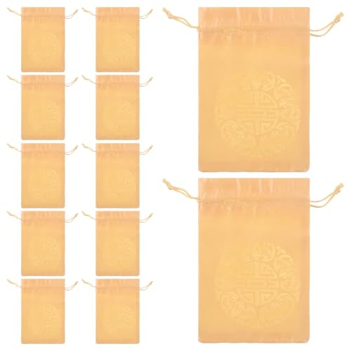 OUNONA 12 Stück Kordelzugbeutel 13x18cm Geschenkbeutel für Hochzeiten Rote Stoff Süßigkeitentüten Schmuckbeutel Vielseitige Hochzeits Souvenirtasche