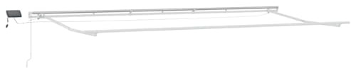 Foknhdi Gelenkarmmarkise Weiß 600×350 cm aus Aluminium mit LED beleuchteter Kassette einziehbar für Terrasse Balkon & Garten Modernes wetterfestes Freisitz Design