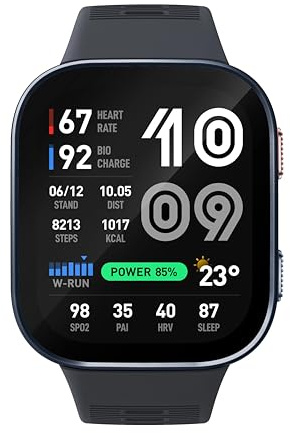 Amazfit Bip Max 50 mm Montre Connectée, Écran AMOLED 2,07, Autonomie 20 Jours, GPS & Cartes, 4 Go Stockage, Tracker d’Activité avec Entraînement Hybride, 150+ Sports, Mode HYROX, pour Android iPhone