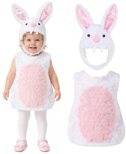 Beipegin Disfraz Conejito Bebe Niñas Monos con Gorro Orejas de Conejo Disfraz Animales para Carnaval Halloween Niña
