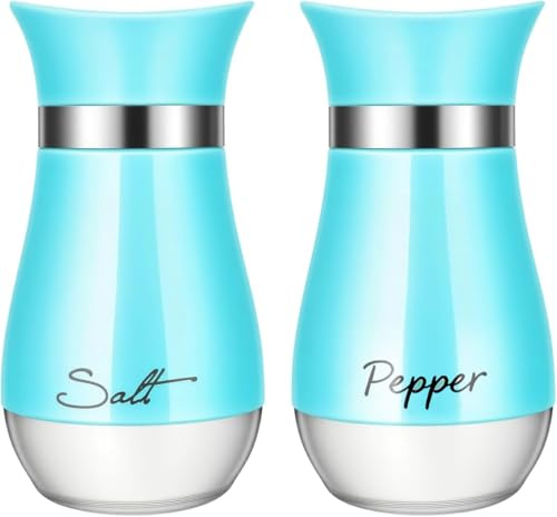 Salt and Pepper Shakers Glass Sets Black Pepper Table Salt Shaker Spice Dispenser Kitchen Accessories Set of 2 Empty Refillable Essentials for Home Kitchen Restaurant Camping Dining Table 2 PCS Blue