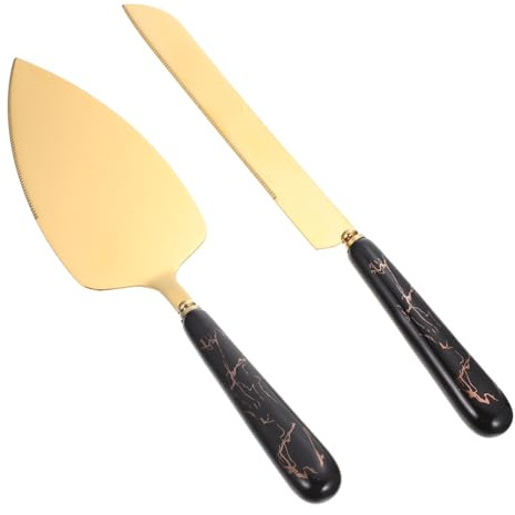 FESTFENDS Set di Utensili per Pasticceria Manico in Ceramica e Lama in Acciaio Inox Dorato, Tagliatorta Pratico e Spatola da Cucina Facile da Pulire per Torte di Compleanno