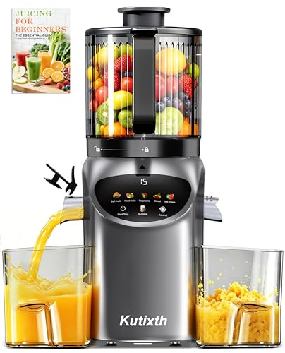 Juicer Machine, 4-In-1 Cold Press Juicer,Smart Touch Masticating Juicers, 6.5 Extra Large Chute, 120oz Capacity For Whole Fruits, Easy To Clean, Extractor Machine For Making Nut Mike, Sorbet,Juice