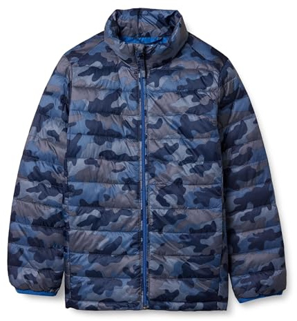 Amazon Essentials Veste Doudoune Pliable Imperméable Légère Garçon, Bleu Camouflage, 3 Ans