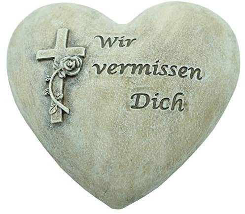 Bambelaa! Decorazione per tomba, resistente alle intemperie, a forma di cuore, scritta Wir Vermissen Dich – Decorazione per cimitero, tomba, giardino