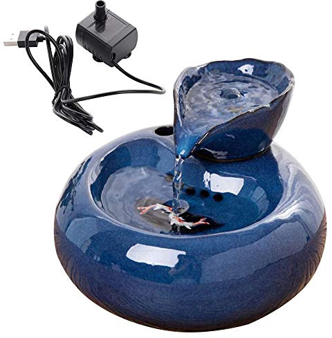 YanFeng Fuente de agua para gatos, fuente de bebida para mascotas, dispensador de agua de circulación automática de cerámica para mascotas para perros