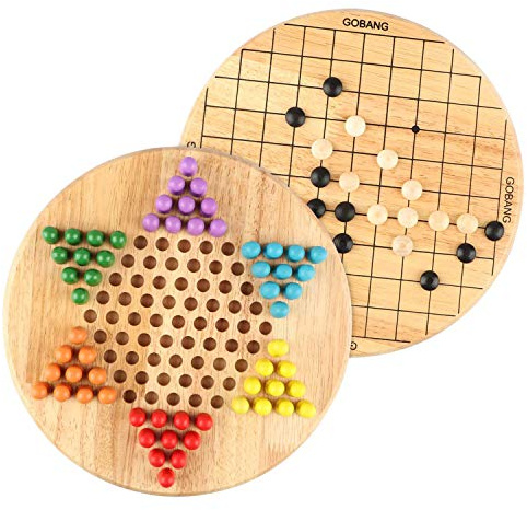 Wondertoys 2 in 1 Chinese Checkers & Gobang Wooden Board Game for Family