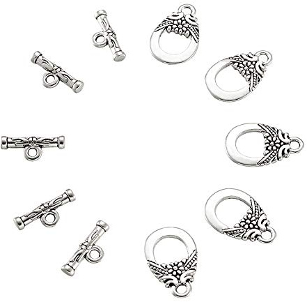 Craftdady Knebelverschlüsse in Tropfenform, ovale Ringe, Antiksilber, für Armband, Schmuckherstellung, 20 Sets