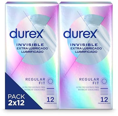 Durex Pack Ahorro Preservativos Invisible Extra Lubricado, Ultra Fino Diseñado para Maximizar Sensaciones, 24 condones