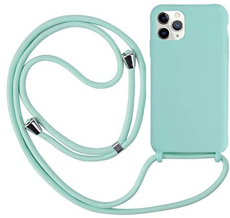 Ququcheng Kompatibel mit iPhone 12 Pro Max(6.7) Hülle,Handykette Hülle Silikon Seil Necklace Handyhülle mit Kordel Tasche TPU Bumper Schutzhülle für iPhone 12 Pro Max(6.7)-Grün