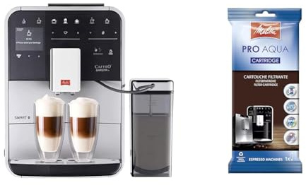 Melitta Barista TS Smart F850-101, Argent, Machine à Café, Expresso et Boissons Chaudes Automatique & Cartouche Filtrante Pro Aqua pour Machines à Grain avec Broyeur