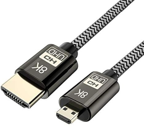 Cablecc Micro HDMI 2.1 Ultra HD 8K 60Hz 4K 120Hz 48Gbs Cordon pour Appareil Photo Tablette 1m